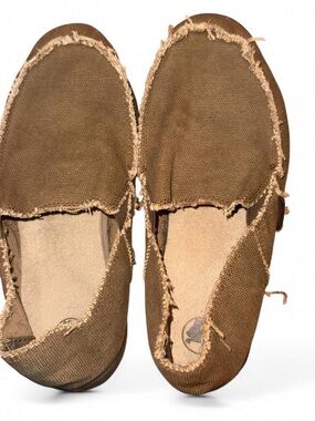 CROCS Brown Frayed Canvas Slip-On